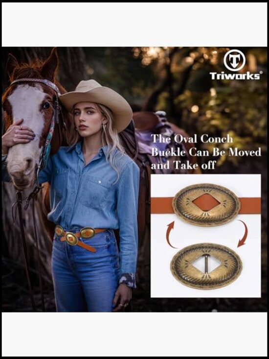 Western Concho Belt Boho Disc Buckle Cowgirl Style for Jeans Dresses